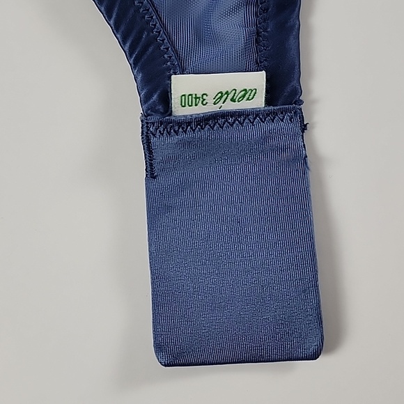 ⭐️2/ $30⭐️ Aerie Blue Satin Lace Rose Gold Hardware Underwire Demi Cup Bra 34DD - Picture 7 of 9